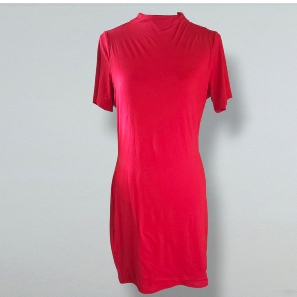 Naked Wardrobe NWT Size Large‎ Red tshirt short sleeve mini dress - Picture 2 of 12